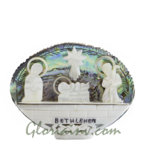 Mother of Pearl Shell with Nativity Set (Oval-Green) 